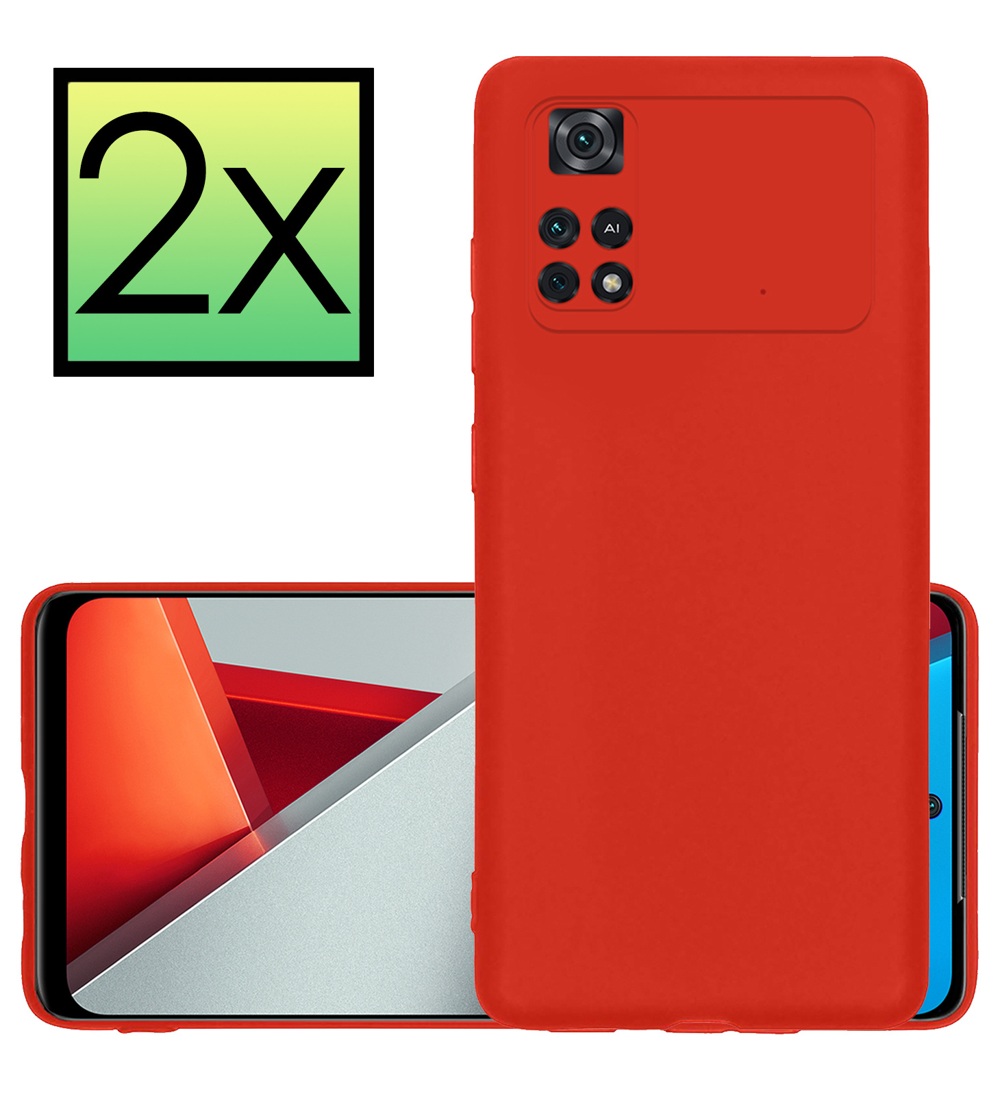 NoXx Xiaomi Poco M4 Pro 4G Hoesje Back Cover Siliconen Case Hoes - Rood - 2x