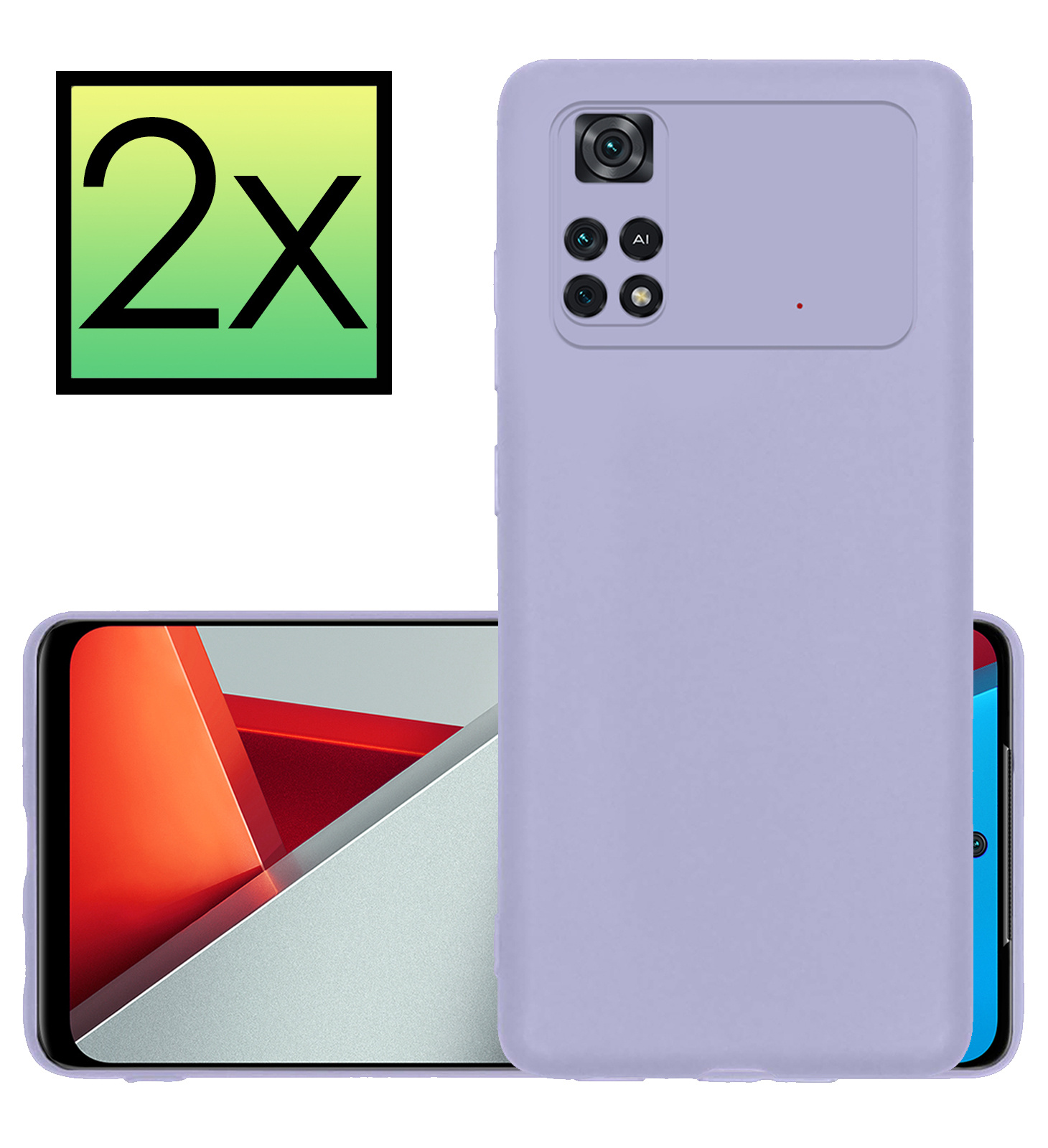 NoXx Xiaomi Poco M4 Pro 4G Hoesje Back Cover Siliconen Case Hoes - Lila - 2x