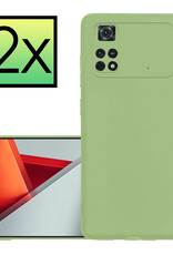 NoXx Xiaomi Poco M4 Pro 4G Hoesje Back Cover Siliconen Case Hoes - Groen - 2x