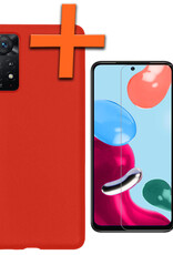 Nomfy Hoesje Geschikt voor Xiaomi Redmi Note 11s Hoesje Siliconen Cover Case Met Screenprotector - Hoes Geschikt voor Xiaomi Redmi Note 11s Hoes Back Case - Rood