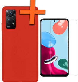 Nomfy Nomfy Xiaomi Redmi Note 11s Hoesje Siliconen Met Screenprotector - Rood