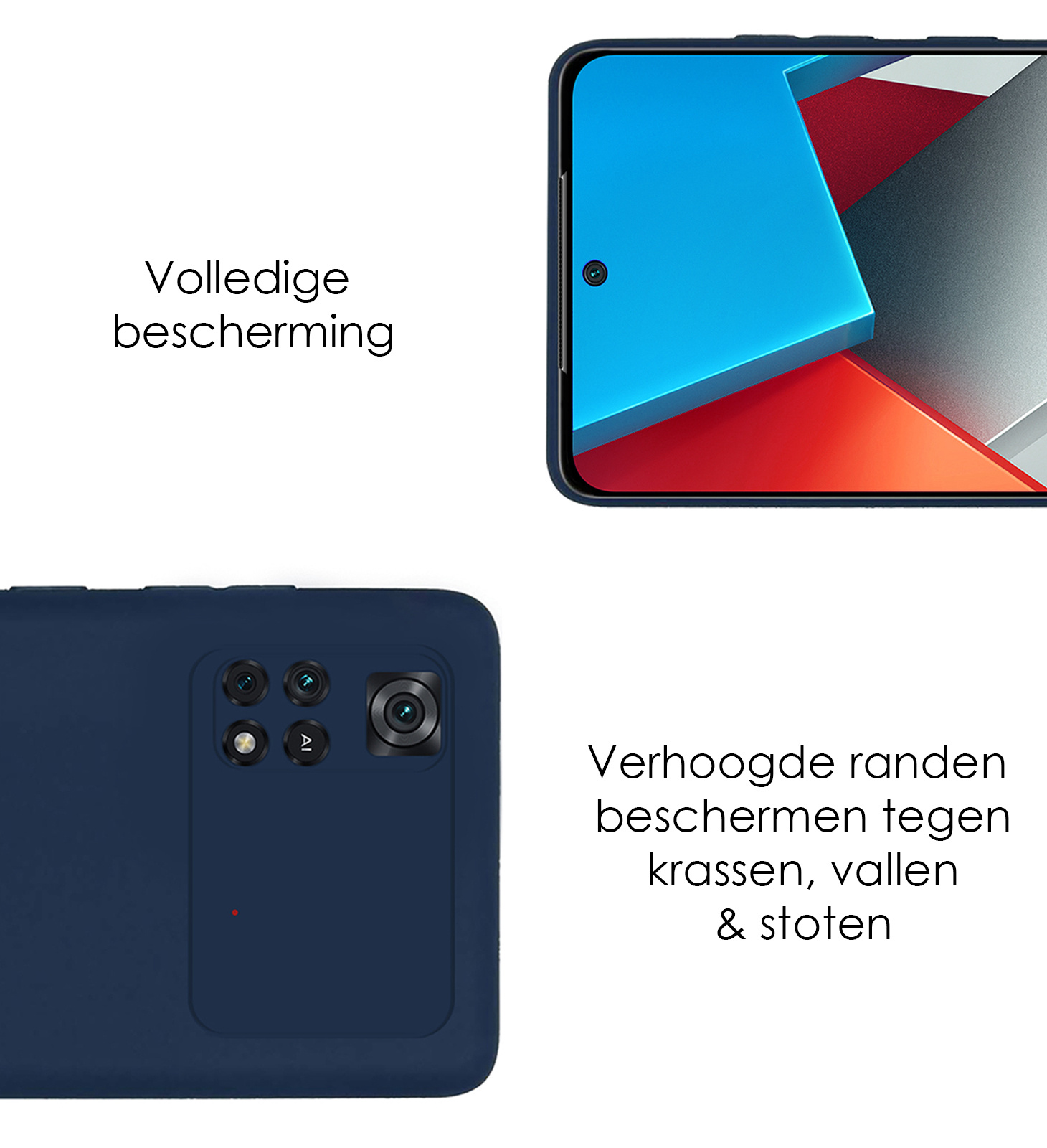 NoXx Xiaomi Poco M4 Pro 4G Hoesje Back Cover Siliconen Case Hoes - Donker Blauw - 2x