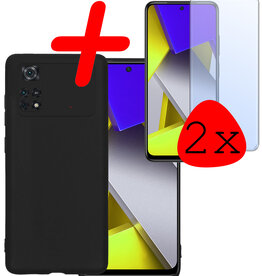 BASEY. BASEY. Xiaomi Poco M4 Pro 4G Hoesje Siliconen Met 2x Screenprotector - Zwart