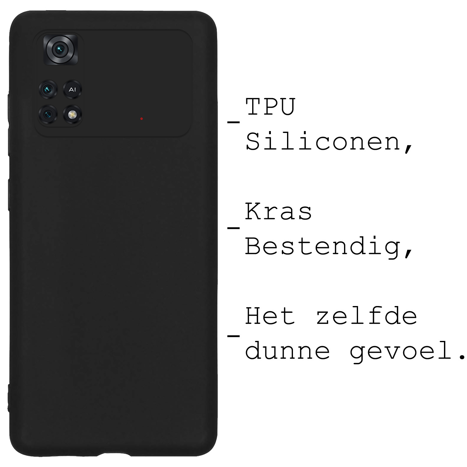 BASEY. Hoes Geschikt voor Poco M4 Pro 4G Hoesje Siliconen Back Cover Case Met 2x Screenprotector - Hoesje Geschikt voor Xiaomi Poco M4 Pro 4G Hoes Cover Hoesje - Zwart