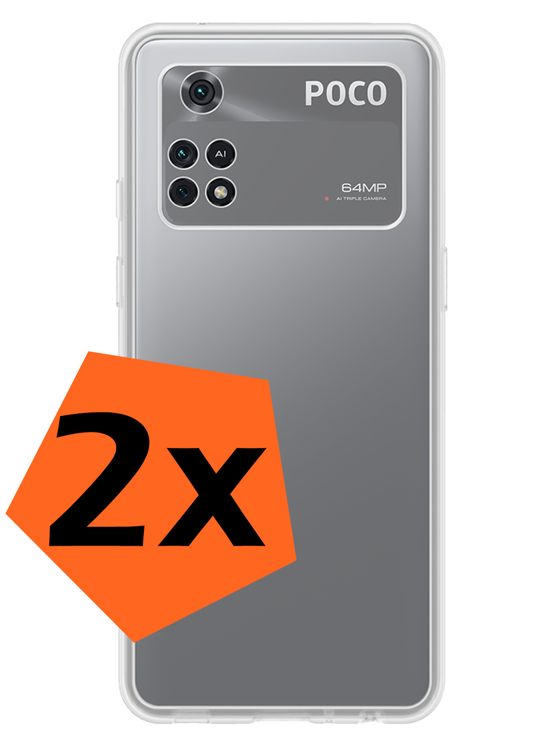 Nomfy Hoesje Geschikt voor Poco M4 Pro 4G Hoesje Siliconen Cover Case - Hoes Geschikt voor Xiaomi Poco M4 Pro 4G Hoes Back Case - 2-PACK - Transparant