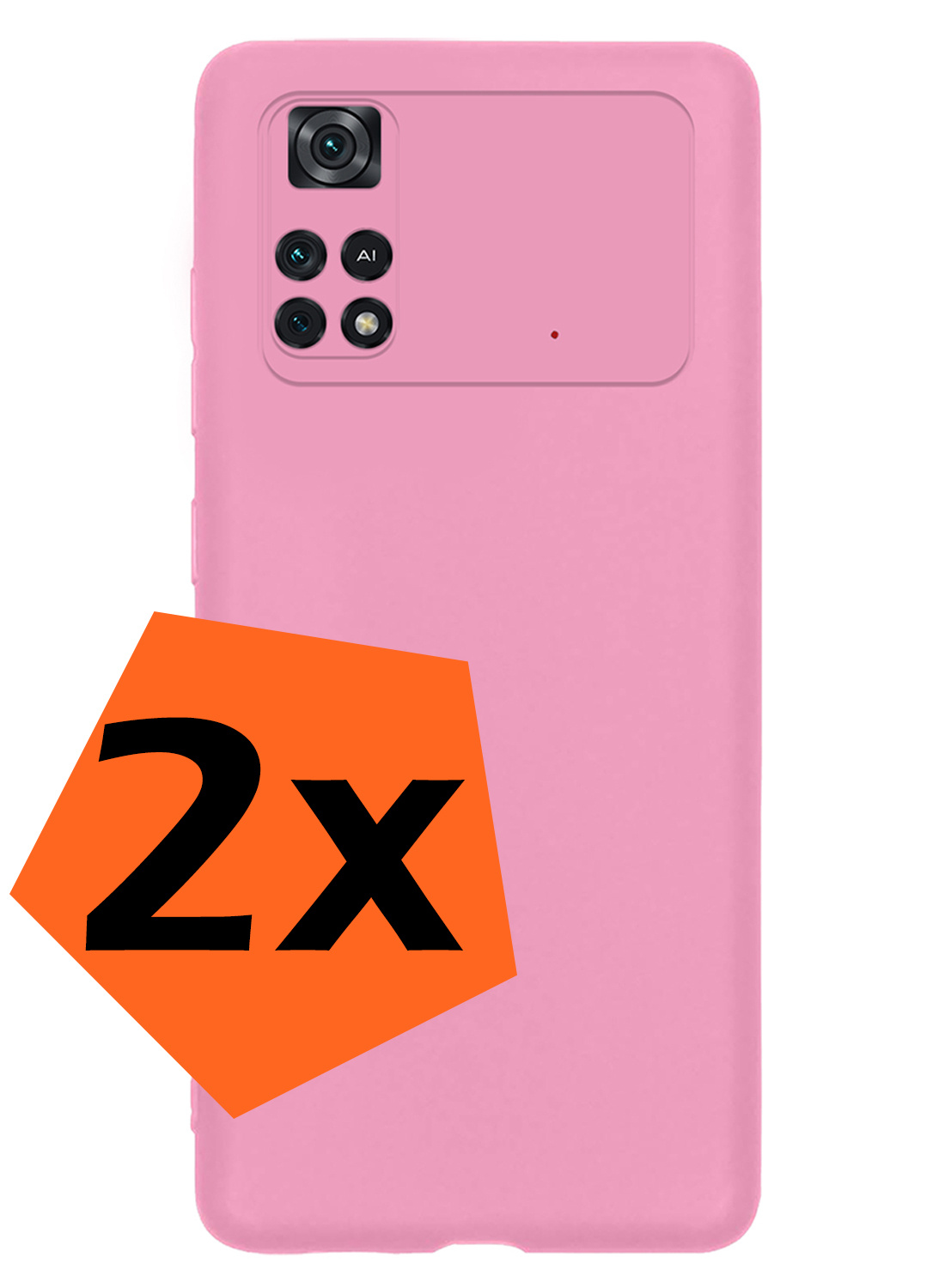 Nomfy Hoesje Geschikt voor Poco M4 Pro 4G Hoesje Siliconen Cover Case - Hoes Geschikt voor Xiaomi Poco M4 Pro 4G Hoes Back Case - 2-PACK - Lichtroze