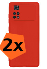 Nomfy Hoesje Geschikt voor Poco M4 Pro 4G Hoesje Siliconen Cover Case - Hoes Geschikt voor Xiaomi Poco M4 Pro 4G Hoes Back Case - 2-PACK - Rood