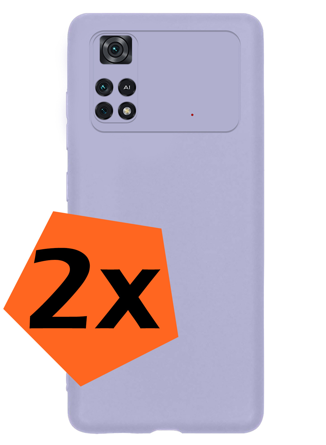 Nomfy Hoesje Geschikt voor Poco M4 Pro 4G Hoesje Siliconen Cover Case - Hoes Geschikt voor Xiaomi Poco M4 Pro 4G Hoes Back Case - 2-PACK - Lila