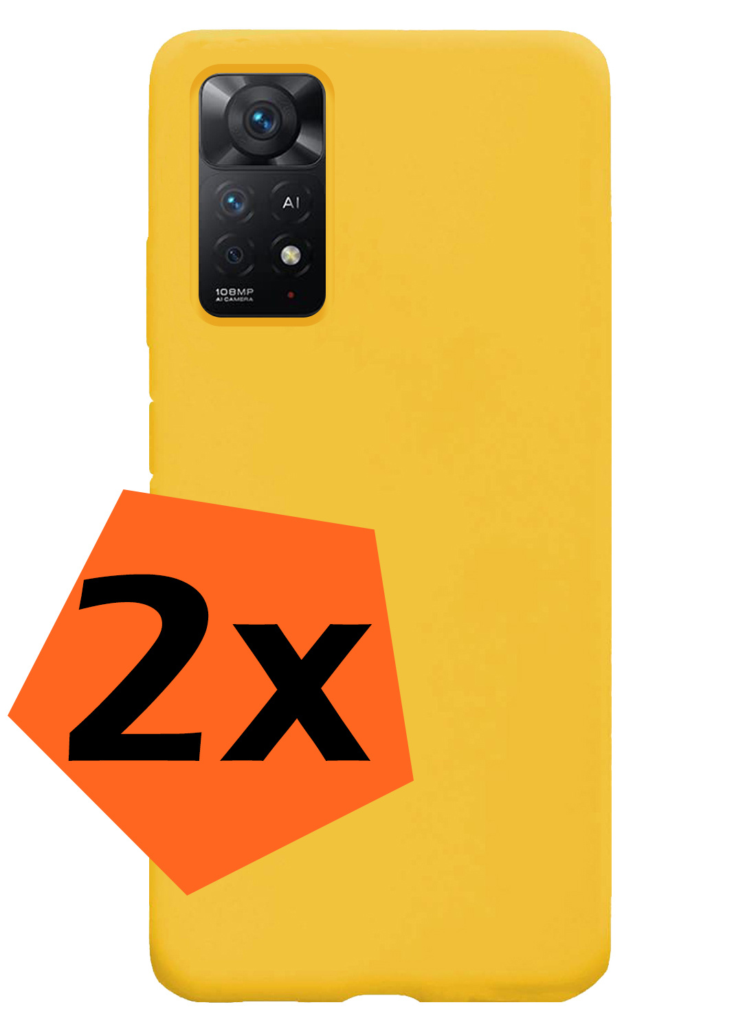 Nomfy Hoesje Geschikt voor Xiaomi Redmi Note 11s Hoesje Siliconen Cover Case - Hoes Geschikt voor Xiaomi Redmi Note 11s Hoes Back Case - 2-PACK - Geel