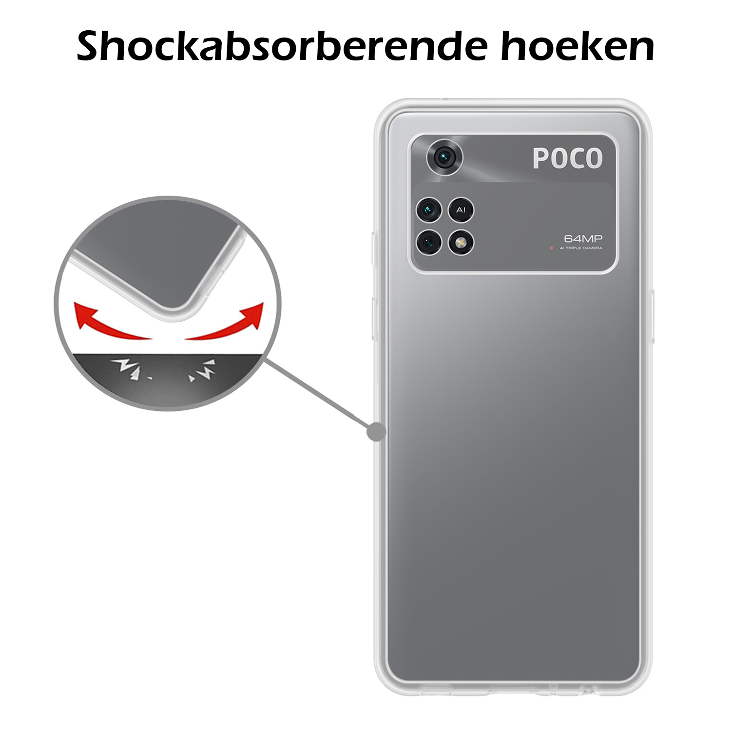 Nomfy Hoesje Geschikt voor Poco M4 Pro 4G Hoesje Siliconen Cover Case Met 2x Screenprotector - Hoes Geschikt voor Xiaomi Poco M4 Pro 4G Hoes Back Case - Transparant