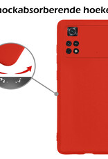 Nomfy Hoesje Geschikt voor Poco M4 Pro 4G Hoesje Siliconen Cover Case Met 2x Screenprotector - Hoes Geschikt voor Xiaomi Poco M4 Pro 4G Hoes Back Case - Rood