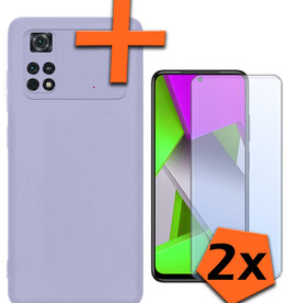 Nomfy Nomfy Xiaomi Poco M4 Pro 4G Hoesje Siliconen Met 2x Screenprotector - Lila