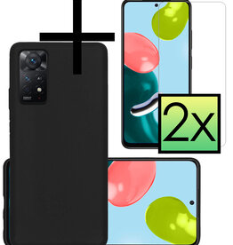 NoXx NoXx Xiaomi Redmi Note 11s Hoesje Siliconen Met 2x Screenprotector - Zwart