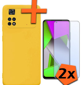 Nomfy Nomfy Xiaomi Poco M4 Pro 4G Hoesje Siliconen Met 2x Screenprotector - Geel