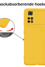 Nomfy Hoesje Geschikt voor Poco M4 Pro 4G Hoesje Siliconen Cover Case Met 2x Screenprotector - Hoes Geschikt voor Xiaomi Poco M4 Pro 4G Hoes Back Case - Geel