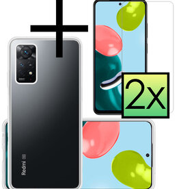 NoXx NoXx Xiaomi Redmi Note 11s Hoesje Siliconen Met 2x Screenprotector - Transparant