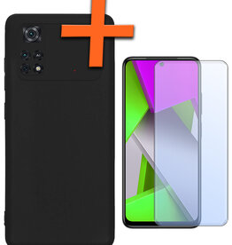 Nomfy Nomfy Xiaomi Poco M4 Pro 4G Hoesje Siliconen Met Screenprotector - Zwart