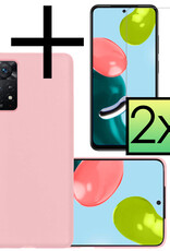 NoXx Hoes Geschikt voor Xiaomi Redmi Note 11s Hoesje Cover Siliconen Back Case Hoes Met 2x Screenprotector - Lichtroze