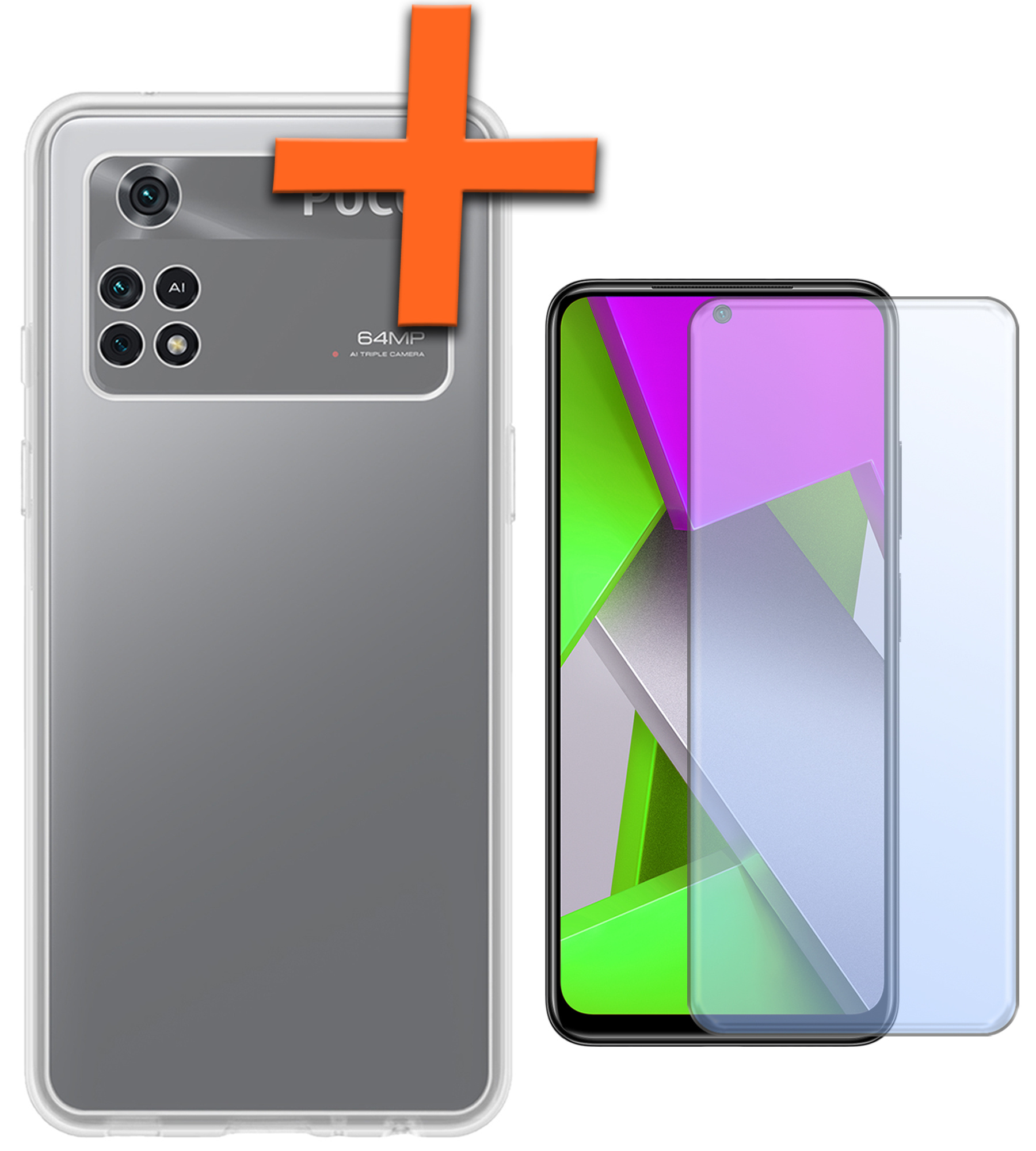 Nomfy Hoesje Geschikt voor Poco M4 Pro 4G Hoesje Siliconen Cover Case Met Screenprotector - Hoes Geschikt voor Xiaomi Poco M4 Pro 4G Hoes Back Case - Transparant