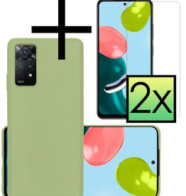 NoXx NoXx Xiaomi Redmi Note 11s Hoesje Siliconen Met 2x Screenprotector - Groen