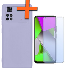 Nomfy Nomfy Xiaomi Poco M4 Pro 4G Hoesje Siliconen Met Screenprotector - Lila