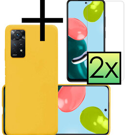 NoXx NoXx Xiaomi Redmi Note 11s Hoesje Siliconen Met 2x Screenprotector - Geel