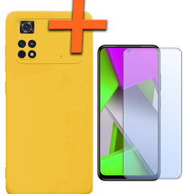 Nomfy Nomfy Xiaomi Poco M4 Pro 4G Hoesje Siliconen Met Screenprotector - Geel