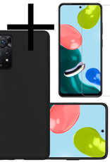NoXx Hoes Geschikt voor Xiaomi Redmi Note 11s Hoesje Cover Siliconen Back Case Hoes Met Screenprotector - Zwart