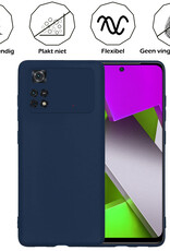 Nomfy Hoesje Geschikt voor Poco M4 Pro 4G Hoesje Siliconen Cover Case Met Screenprotector - Hoes Geschikt voor Xiaomi Poco M4 Pro 4G Hoes Back Case - Donkerblauw