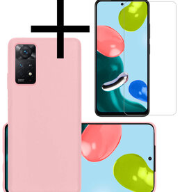 NoXx NoXx Xiaomi Redmi Note 11s Hoesje Siliconen Met Screenprotector - Lichtroze