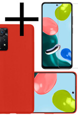 NoXx Hoes Geschikt voor Xiaomi Redmi Note 11s Hoesje Cover Siliconen Back Case Hoes Met Screenprotector - Rood