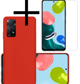 NoXx NoXx Xiaomi Redmi Note 11s Hoesje Siliconen Met Screenprotector - Rood