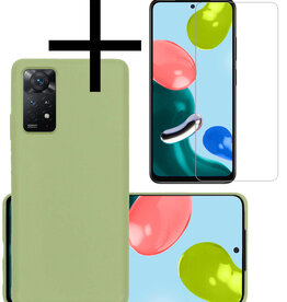 NoXx NoXx Xiaomi Redmi Note 11s Hoesje Siliconen Met Screenprotector - Groen