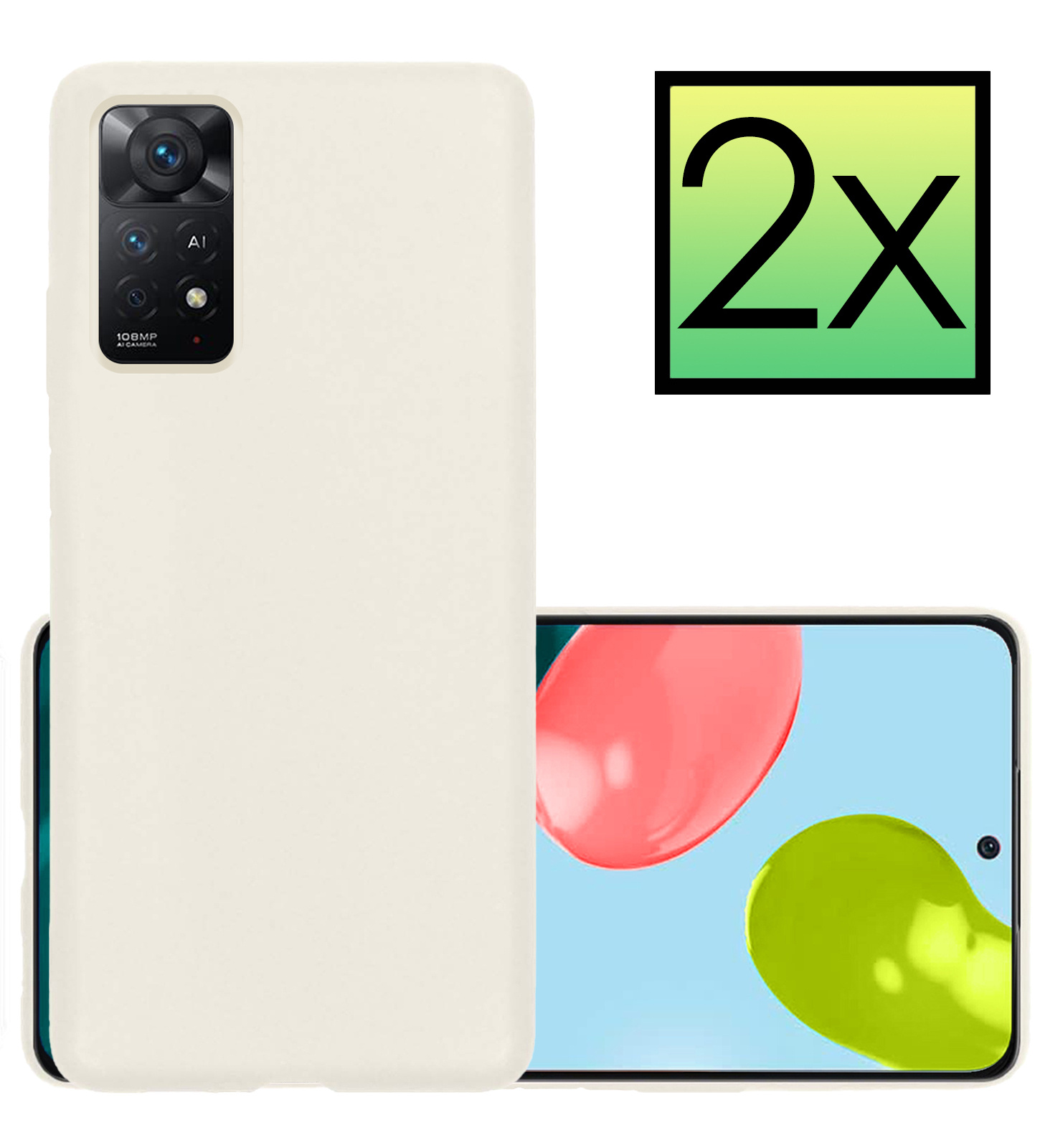 NoXx Hoes Geschikt voor Xiaomi Redmi Note 11s Hoesje Cover Siliconen Back Case Hoes - Wit - 2x