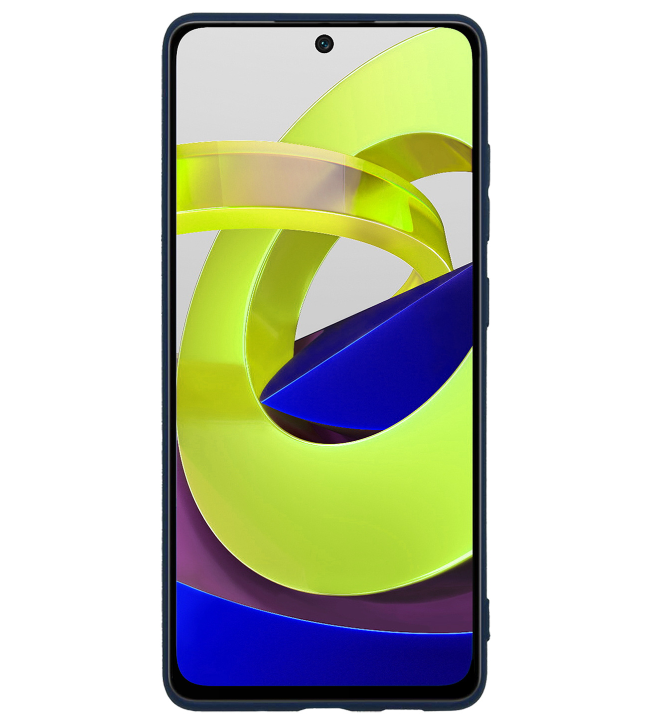 BASEY. Hoes Geschikt voor Xiaomi Poco M4 Pro 5G Hoesje Siliconen Back Cover Case Met Screenprotector - Hoesje Geschikt voor Xiaomi Poco M4 Pro 5G Hoes Cover Hoesje - Donkerblauw