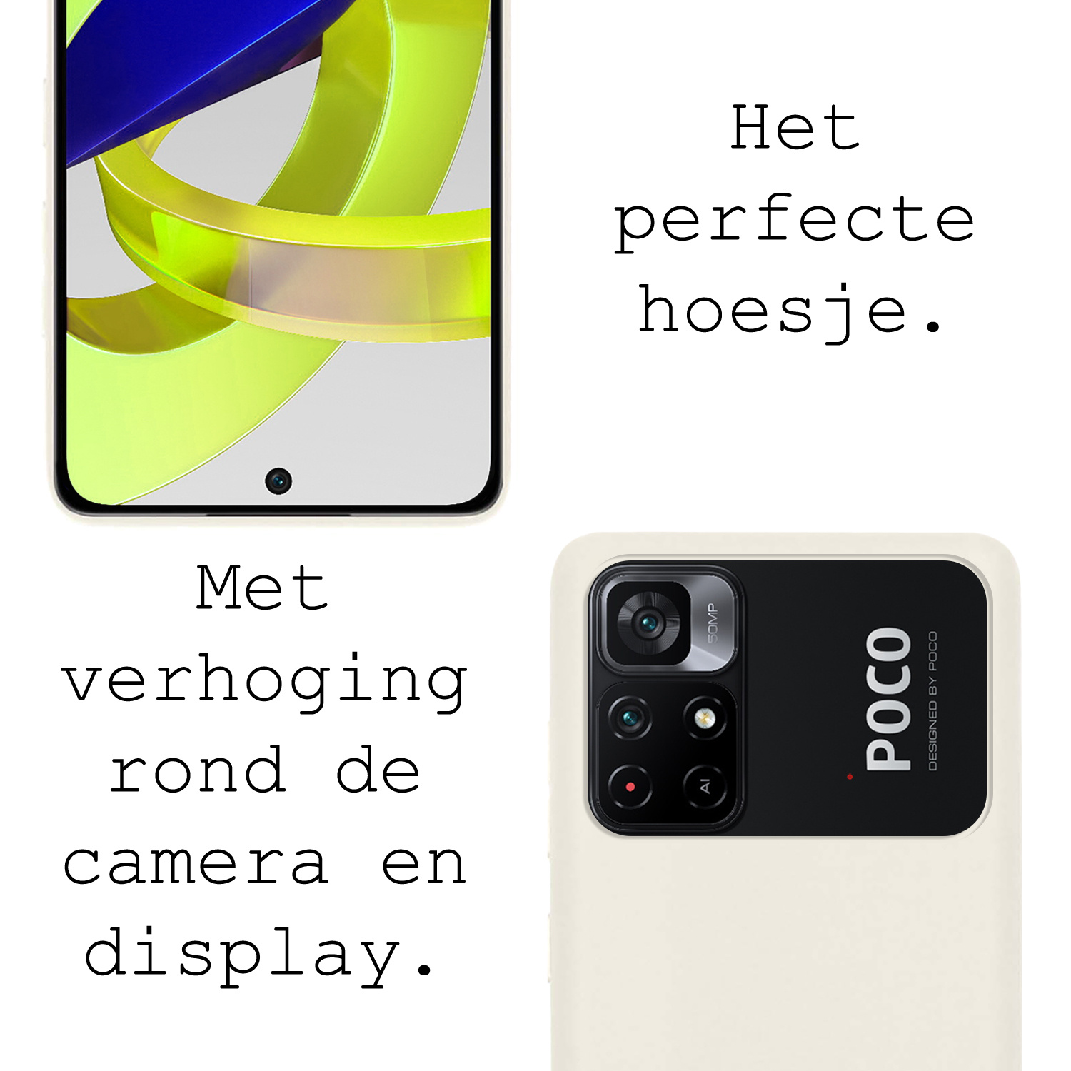 BASEY. Hoes Geschikt voor Xiaomi Poco M4 Pro 5G Hoesje Siliconen Back Cover Case - Hoesje Geschikt voor Xiaomi Poco M4 Pro 5G Hoes Cover Hoesje - Wit - 2 Stuks