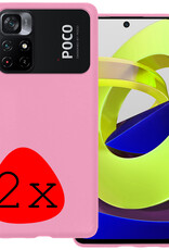 BASEY. Hoes Geschikt voor Xiaomi Poco M4 Pro 5G Hoesje Siliconen Back Cover Case - Hoesje Geschikt voor Xiaomi Poco M4 Pro 5G Hoes Cover Hoesje - Lichtroze - 2 Stuks