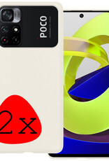 BASEY. Hoes Geschikt voor Xiaomi Poco M4 Pro 5G Hoesje Siliconen Back Cover Case - Hoesje Geschikt voor Xiaomi Poco M4 Pro 5G Hoes Cover Hoesje - Rood - 2 Stuks
