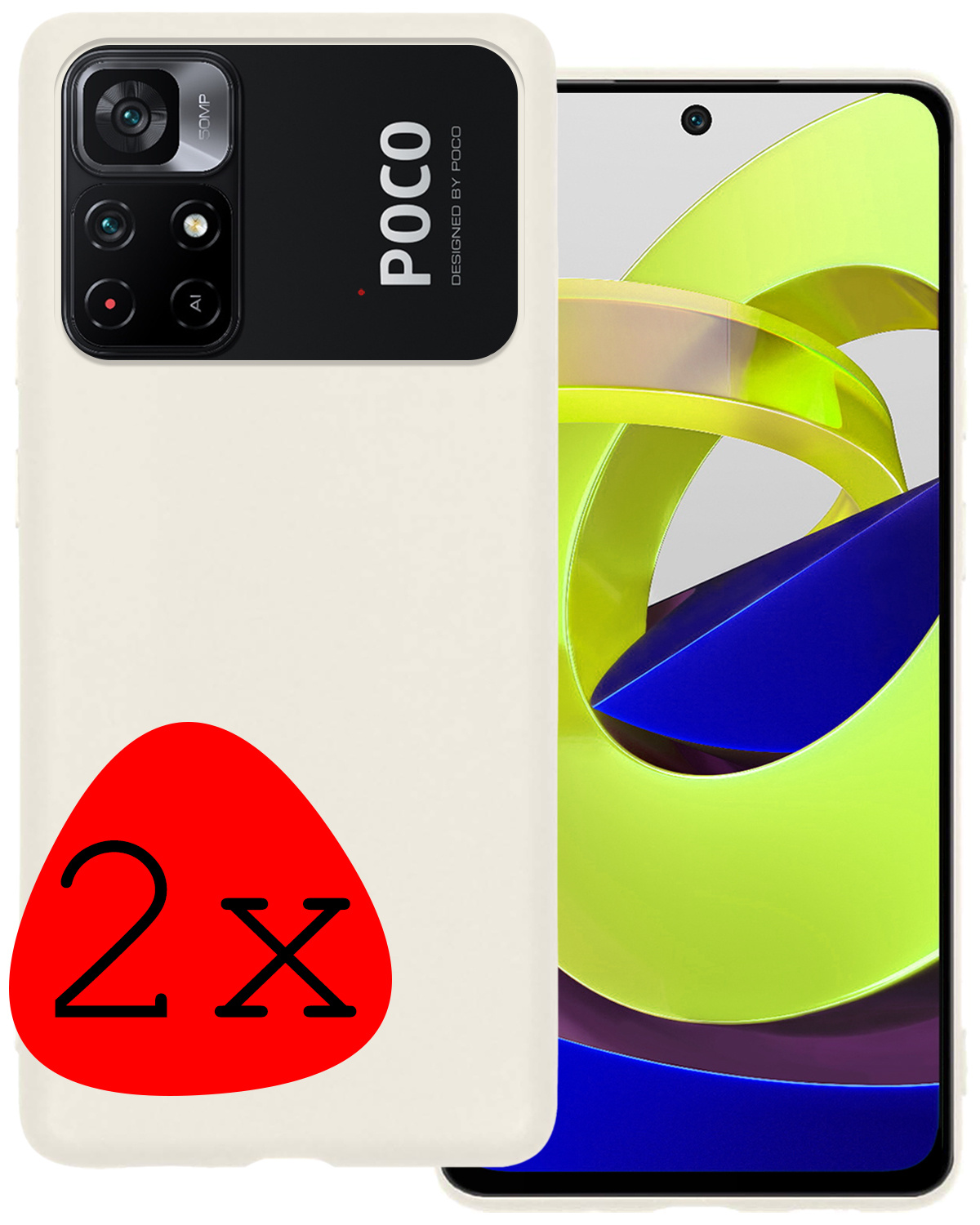 BASEY. Hoes Geschikt voor Xiaomi Poco M4 Pro 5G Hoesje Siliconen Back Cover Case - Hoesje Geschikt voor Xiaomi Poco M4 Pro 5G Hoes Cover Hoesje - Rood - 2 Stuks