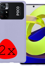 BASEY. Hoes Geschikt voor Xiaomi Poco M4 Pro 5G Hoesje Siliconen Back Cover Case - Hoesje Geschikt voor Xiaomi Poco M4 Pro 5G Hoes Cover Hoesje - Lila - 2 Stuks