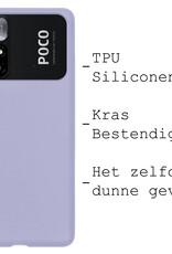 BASEY. Hoes Geschikt voor Xiaomi Poco M4 Pro 5G Hoesje Siliconen Back Cover Case - Hoesje Geschikt voor Xiaomi Poco M4 Pro 5G Hoes Cover Hoesje - Lila - 2 Stuks