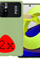 BASEY. Hoes Geschikt voor Xiaomi Poco M4 Pro 5G Hoesje Siliconen Back Cover Case - Hoesje Geschikt voor Xiaomi Poco M4 Pro 5G Hoes Cover Hoesje - Groen - 2 Stuks