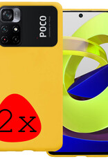 BASEY. Hoes Geschikt voor Xiaomi Poco M4 Pro 5G Hoesje Siliconen Back Cover Case - Hoesje Geschikt voor Xiaomi Poco M4 Pro 5G Hoes Cover Hoesje - Geel - 2 Stuks