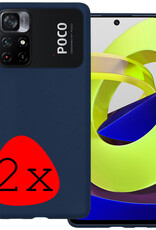 BASEY. Hoes Geschikt voor Xiaomi Poco M4 Pro 5G Hoesje Siliconen Back Cover Case - Hoesje Geschikt voor Xiaomi Poco M4 Pro 5G Hoes Cover Hoesje - Donkerblauw - 2 Stuks