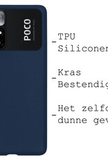 BASEY. Hoes Geschikt voor Xiaomi Poco M4 Pro 5G Hoesje Siliconen Back Cover Case - Hoesje Geschikt voor Xiaomi Poco M4 Pro 5G Hoes Cover Hoesje - Donkerblauw - 2 Stuks