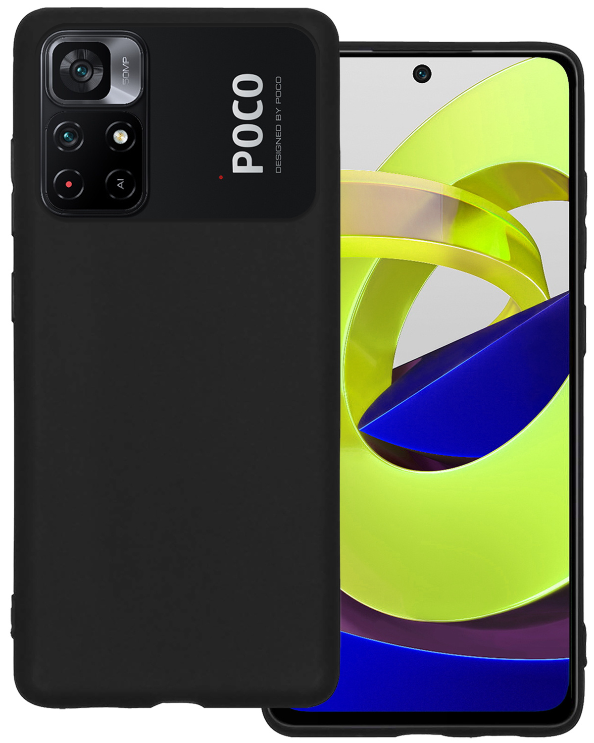 BASEY. Hoes Geschikt voor Xiaomi Poco M4 Pro 5G Hoesje Siliconen Back Cover Case - Hoesje Geschikt voor Xiaomi Poco M4 Pro 5G Hoes Cover Hoesje - Zwart