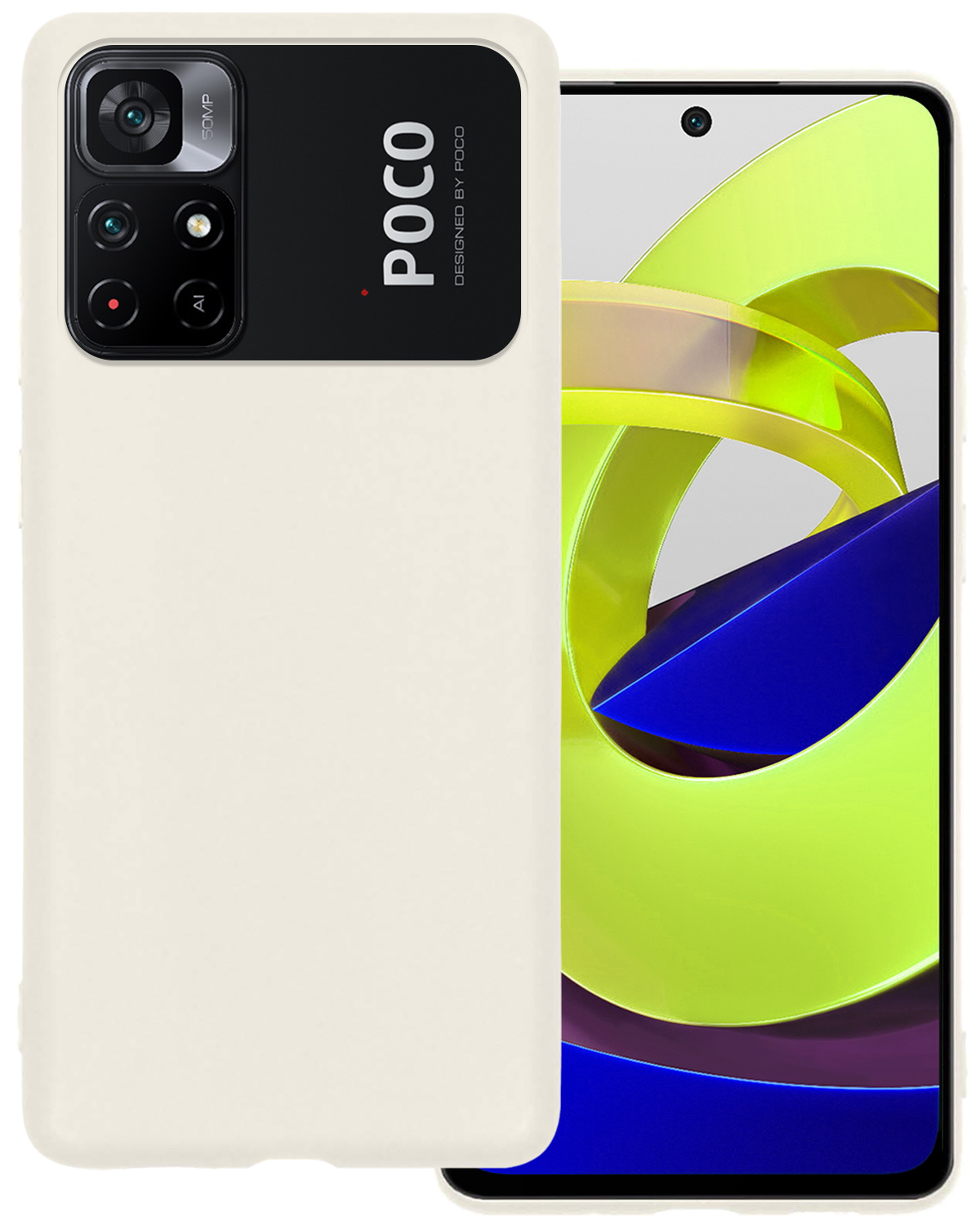 BASEY. Hoes Geschikt voor Xiaomi Poco M4 Pro 5G Hoesje Siliconen Back Cover Case - Hoesje Geschikt voor Xiaomi Poco M4 Pro 5G Hoes Cover Hoesje - Wit