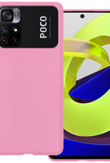 BASEY. Hoes Geschikt voor Xiaomi Poco M4 Pro 5G Hoesje Siliconen Back Cover Case - Hoesje Geschikt voor Xiaomi Poco M4 Pro 5G Hoes Cover Hoesje - Lichtroze