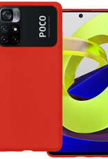 BASEY. Hoes Geschikt voor Xiaomi Poco M4 Pro 5G Hoesje Siliconen Back Cover Case - Hoesje Geschikt voor Xiaomi Poco M4 Pro 5G Hoes Cover Hoesje - Rood
