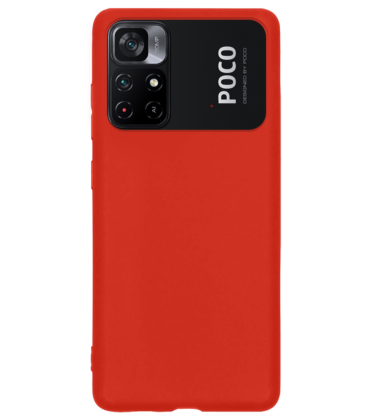 BASEY. Hoes Geschikt voor Xiaomi Poco M4 Pro 5G Hoesje Siliconen Back Cover Case - Hoesje Geschikt voor Xiaomi Poco M4 Pro 5G Hoes Cover Hoesje - Rood